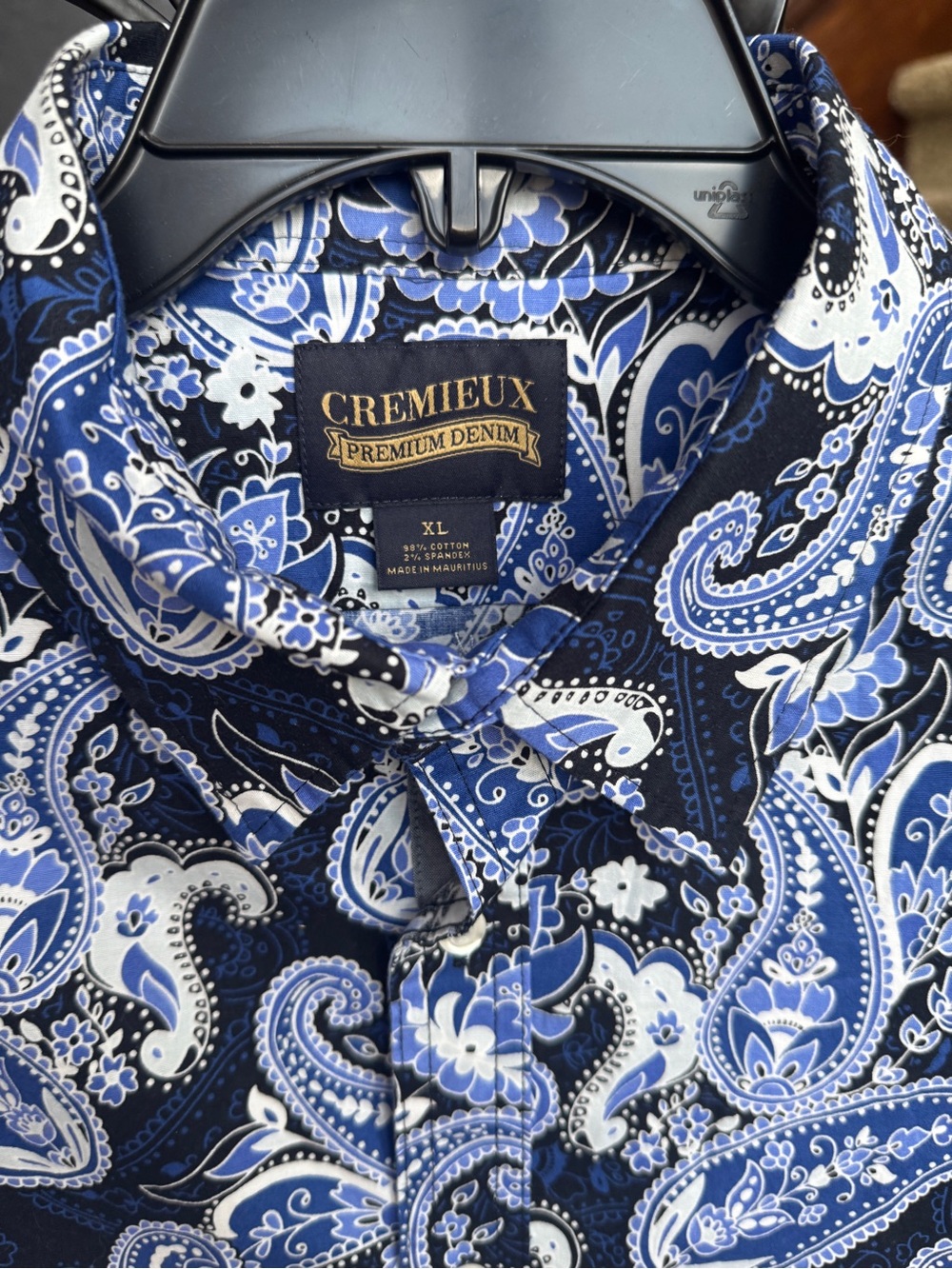 XL Daniel Cremieux Blue Paisley Short-Sleeve Button-Up Shirt - Picture 3 of 5